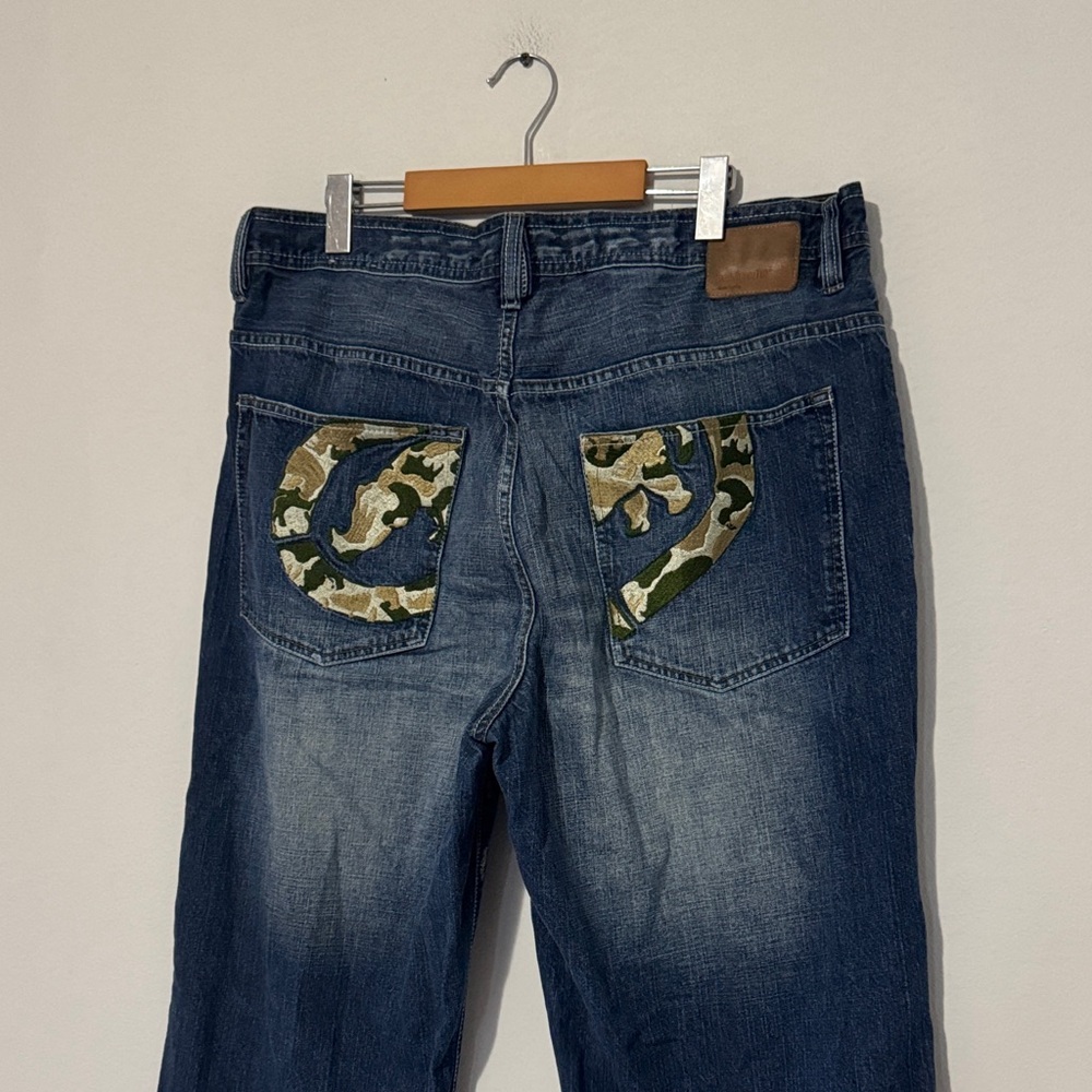 Vintage Y2K Ecko Baggy Jeans / Size 38 / Skater - Hip Hop / Embroidered Camo